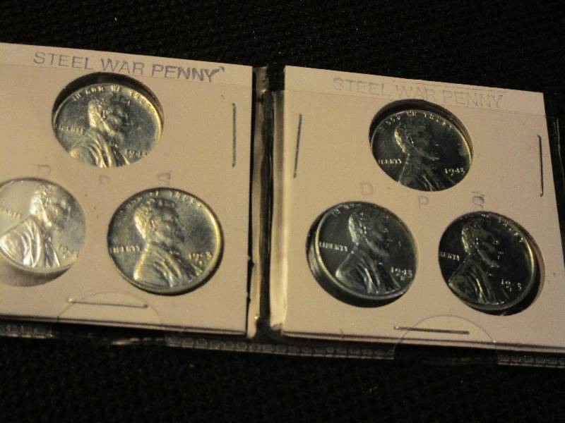 lot 10 image: (2) 1943 Steel War Pennies P_D_S Sets