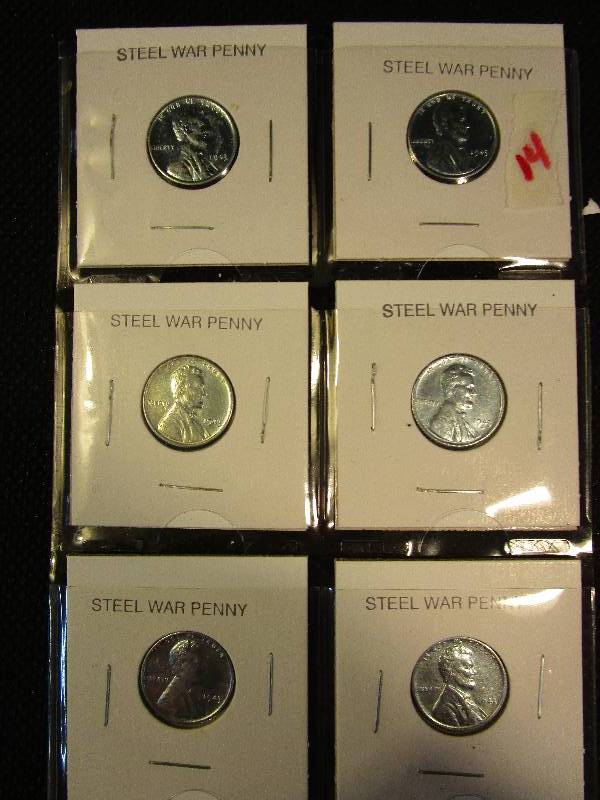 lot 14 image: (6) 1943 Steel War Pennies