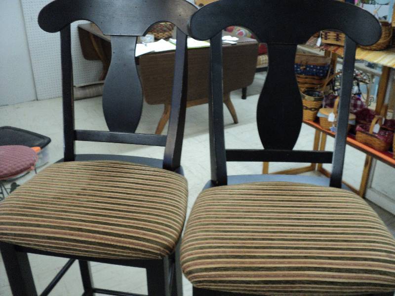 lot 5 image: 2 black barstools, seats are 31in f...