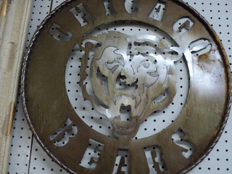 lot 32 image: metal chicago bears sign 25in diame...
