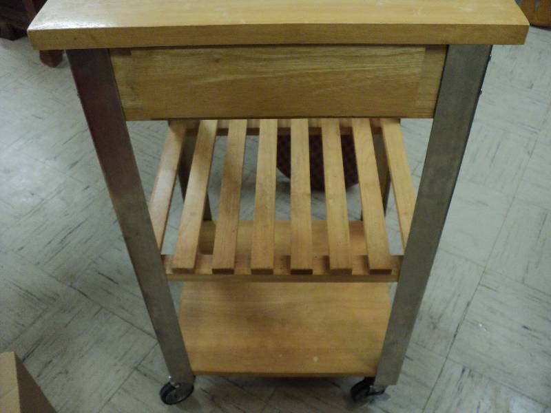 lot 42 image: kitchen shelving unit on wheels, 19...