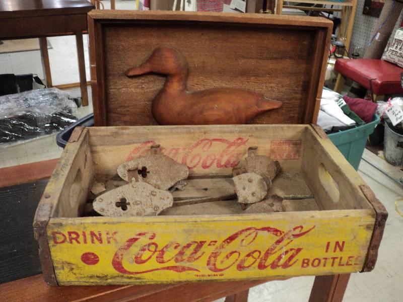 lot 52 image: coke box, 3 skates, and duck pictur...