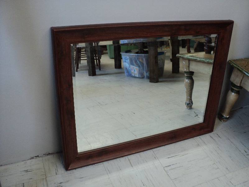 lot 91 image: wood framed beveled mirror, 29x38...