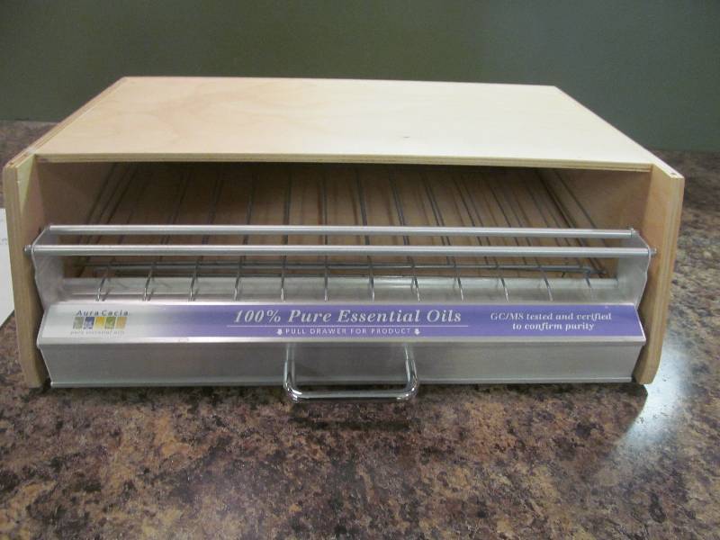 Aura Cacia Essential oil drawer display