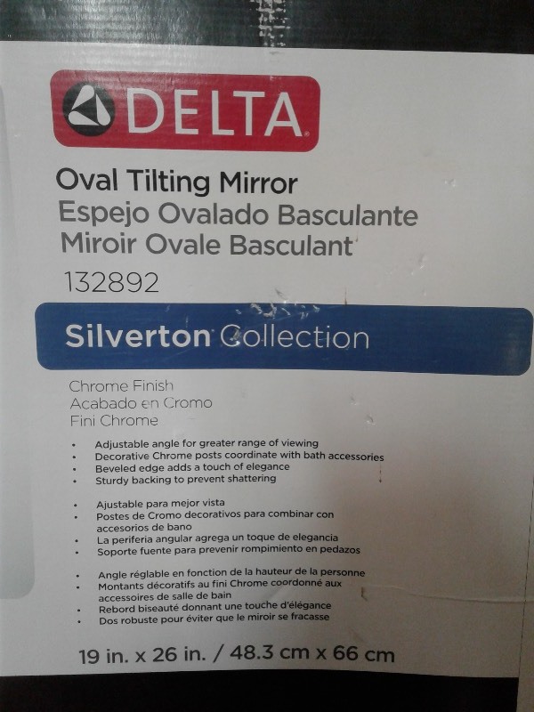 delta oval tilting mirror model 132892, Silverton collection,