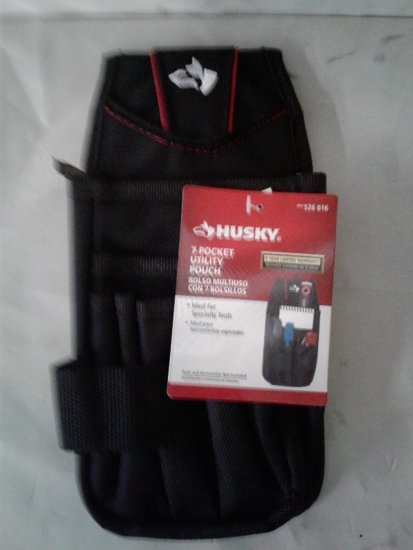Husky 7 pocket utility pouch. Ideal for specialty tools 1680d 2-ply heavy duty fabric