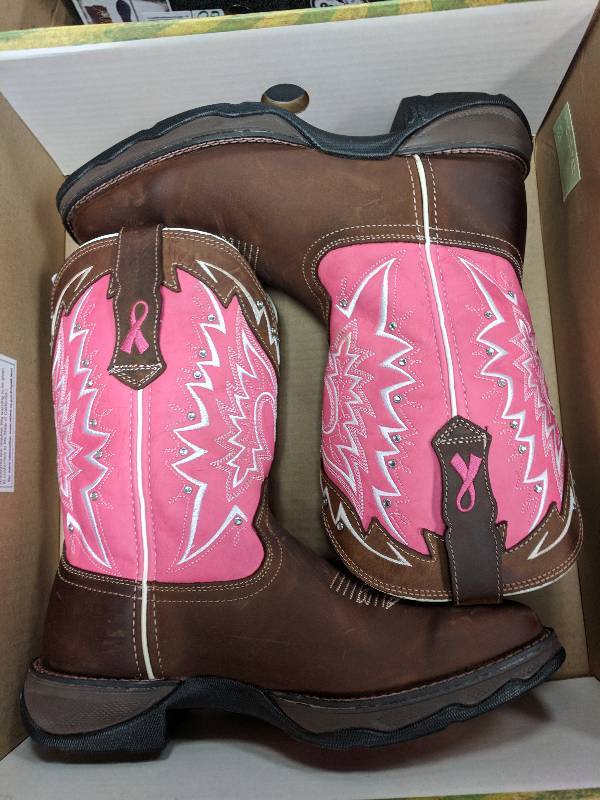lot 109 image: Durango Womens Pink Ribbon Western Boot Pink-Brown 8.5