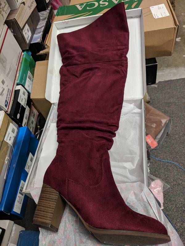 lot 113 image: Journee Collection Womens Kaison Boot - Wide Calf Wine 10