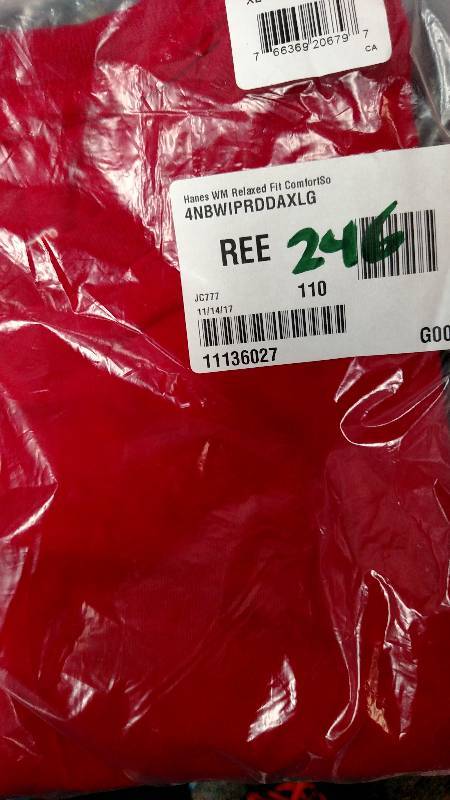 lot 246 image: Hanes Womens Relaxed Fit ComfortSoft Crewneck T-Shirt Red X Large