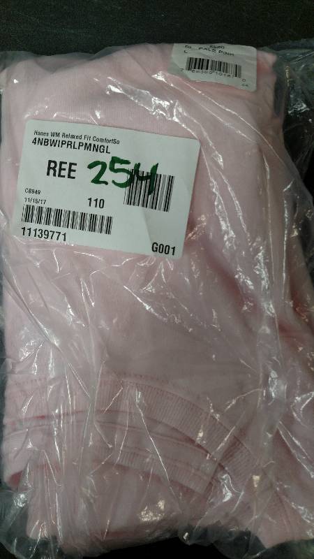 lot 254 image: Hanes Womens Relaxed Fit ComfortSoft Crewneck T-Shirt Light Pink L