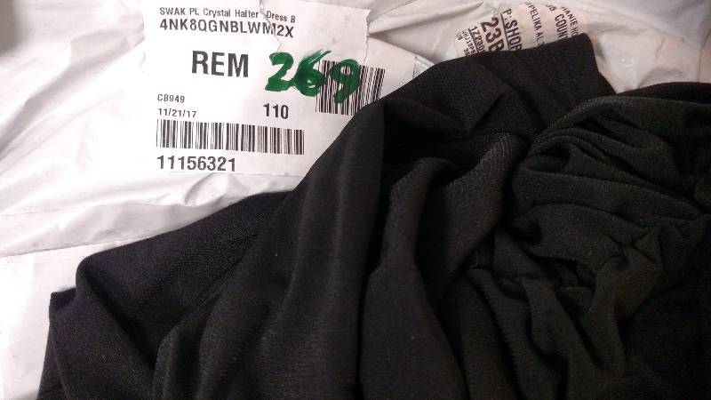 lot 269 image: SWAK Womens Plus Crystal Halter Dress Black 2X