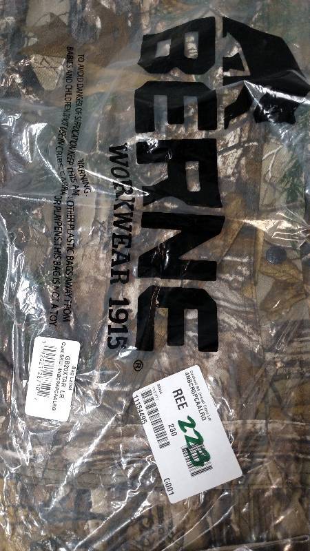 lot 223 image: Berne Mens Realtree Xtra Coldfront Bib Overall Camo Large