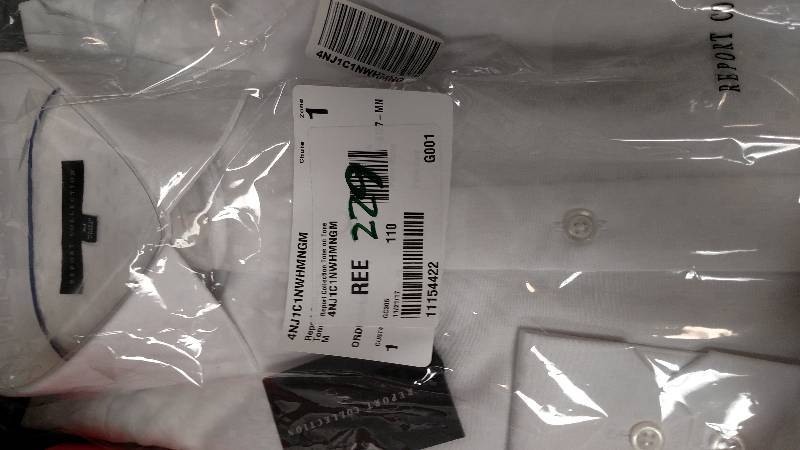 lot 229 image: Report Collection Mens Long-Sleeved Tone-on-Tone Shirt - White M