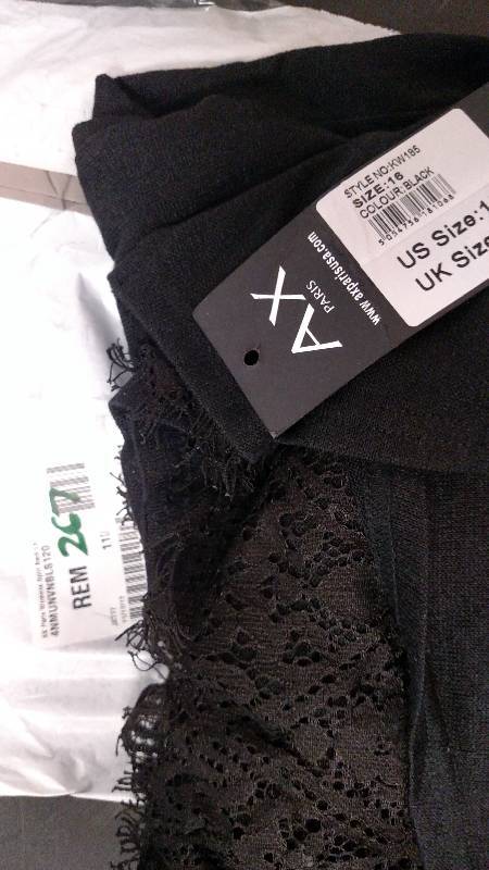 lot 267 image: AX Paris Womens Split Back Lace Knitted Top Black 12