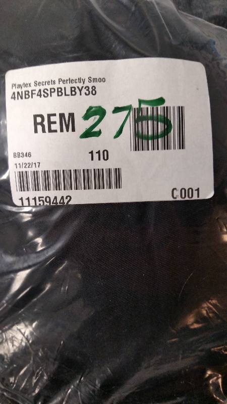 lot 275 image: Playtex Secrets Perfectly Smooth Underwire Bra Black Stripe 38 DDD