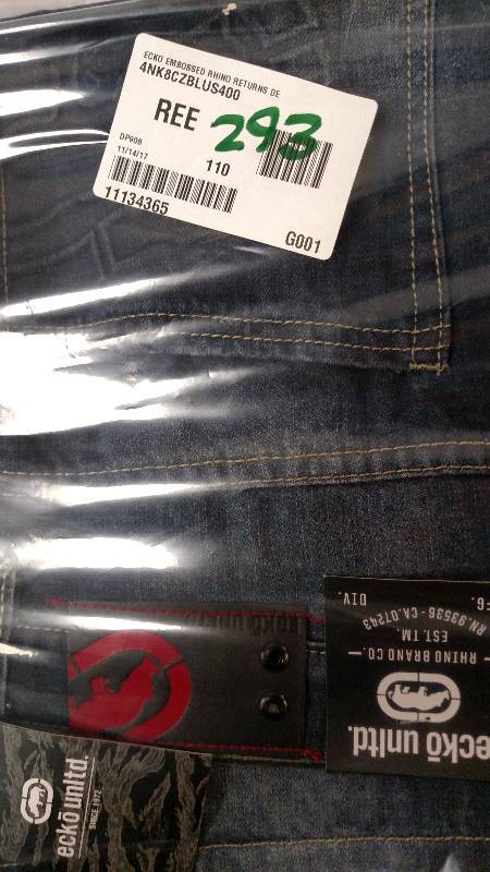 lot 293 image: Ecko Unltd. Mens Embossed Rhino Returns Slim Straight-Leg Jean Blue 40