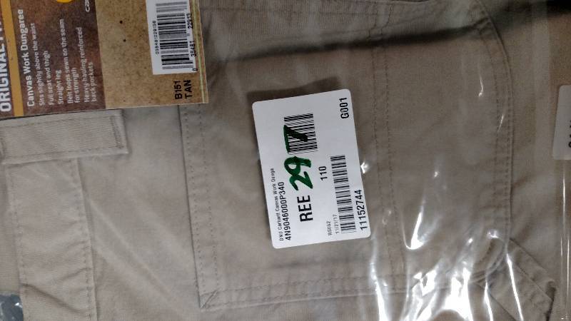 lot 297 image: DNU Carhartt Canvas Work Dungaree Tan 34W 30L