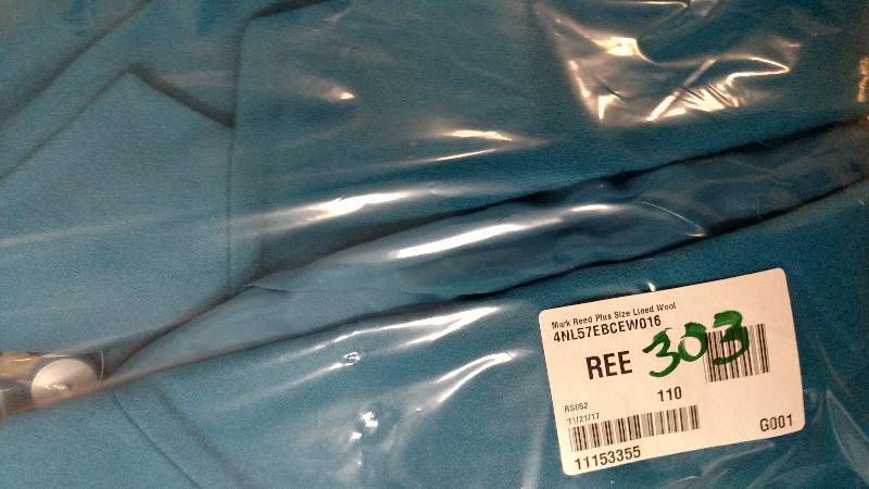 lot 303 image: Mark Reed Plus Size Lined Wool-Blend Jacket Celestial Blue 16W
