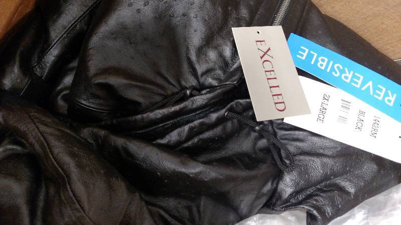 lot 315 image: Excelled Mens Reversible Leather Bomber Jacket Black 2 XL