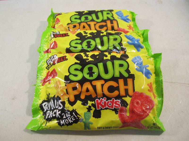 lot 106 image: 3 Bags of Sour Patch Kids Soft & Ch...