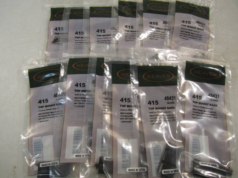 lot 193 image: Lot of 12 Weaver Gun Scope Top Moun...