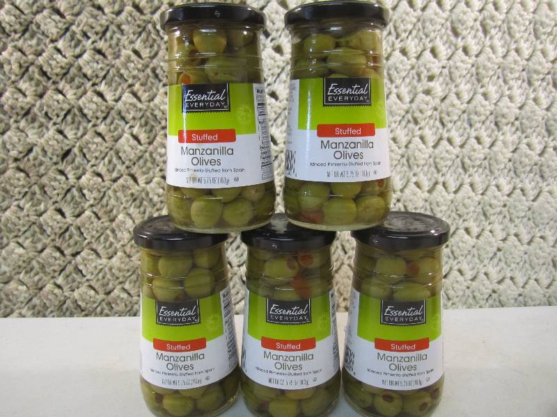 lot 221 image: Lot of 5 Jars Stuffed Manzanilla Ol...