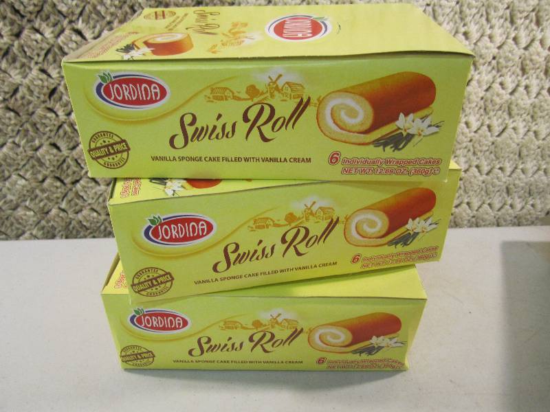 lot 313 image: Lot of 3 Boxes Jordina Swiss Rolls ...