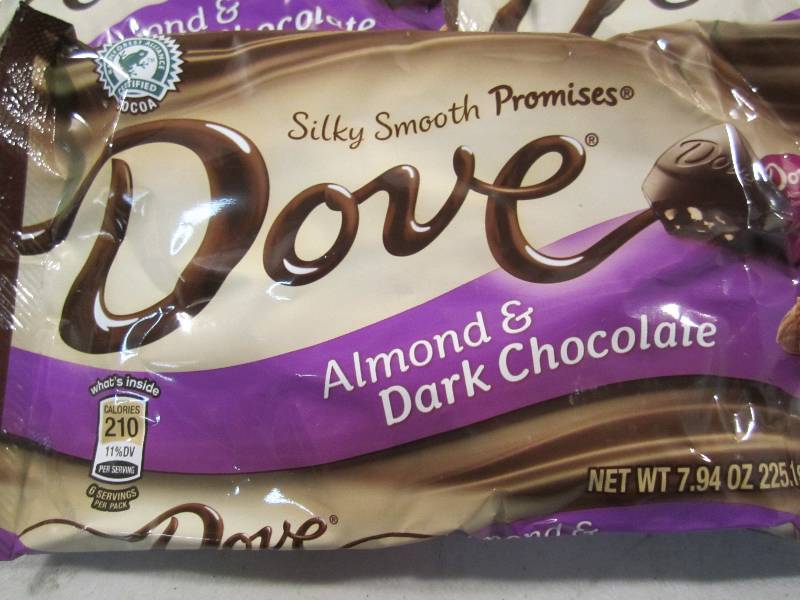 lot 325 image: 3 Bags of Dove Almond and Dark Choc...