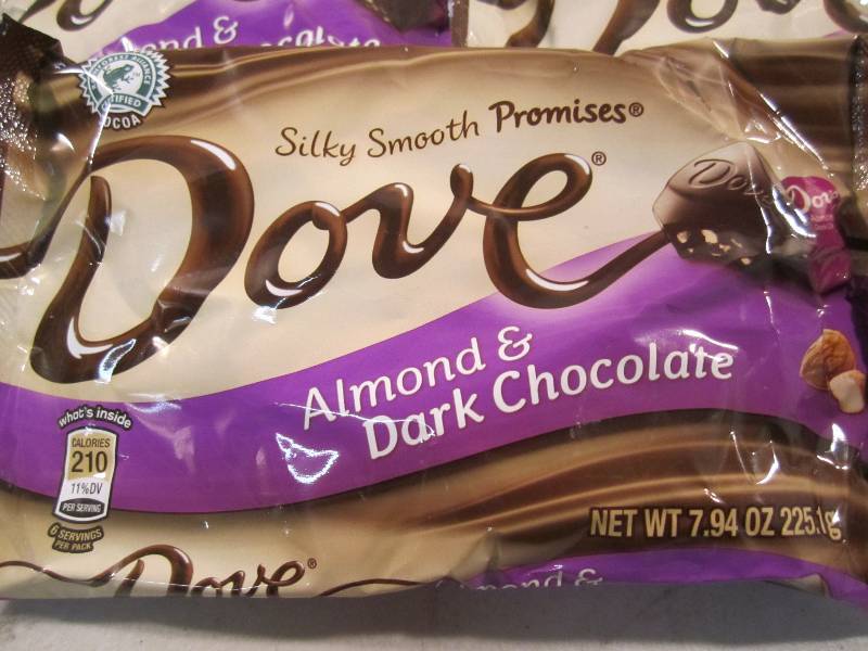 lot 327 image: 3 Bags of Dove Almond and Dark Choc...