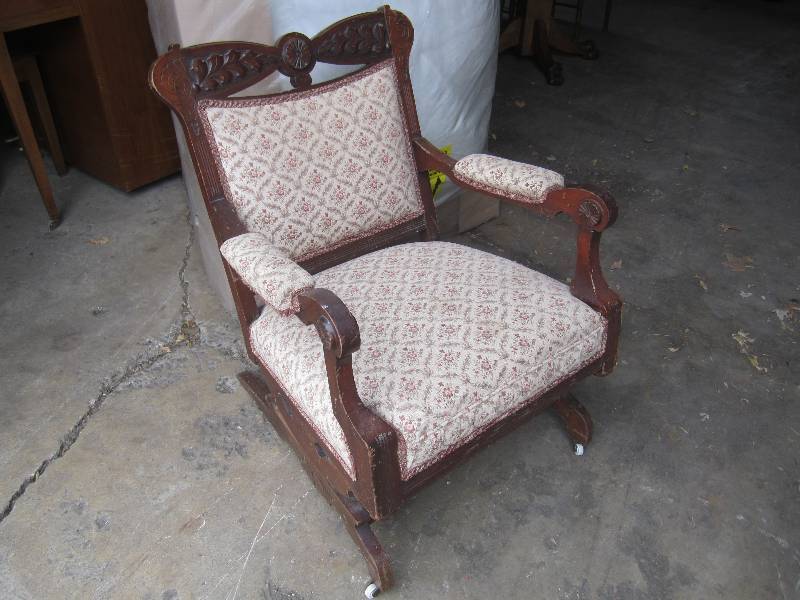 lot 54 image: Vintage Solid Wood Rocking Chair wi...
