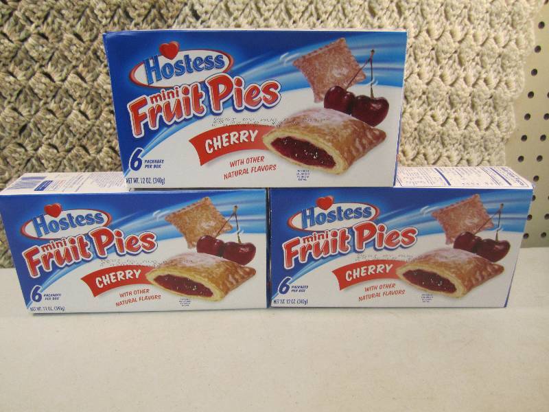 lot 63 image: 3 Boxes Hostess Mini Fruit Pies Che...