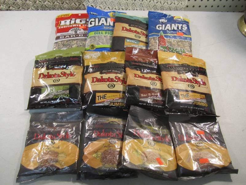 lot 82 image: Lot of 12 Bags of Misc Flavored Sun...