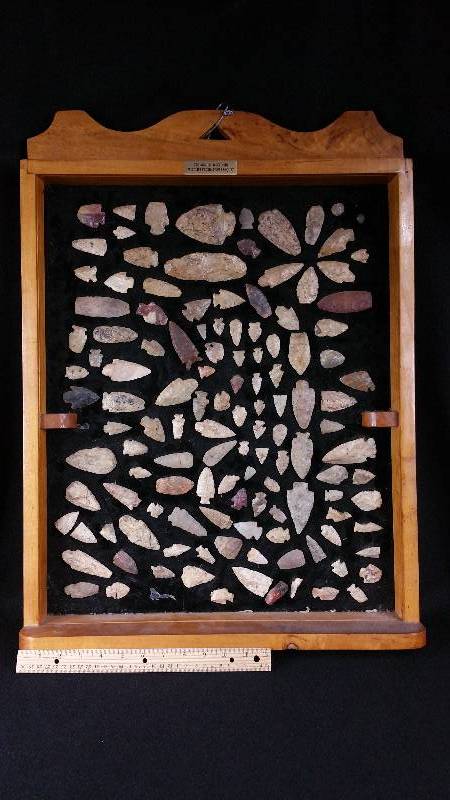 lot 19 image: (100) Various Native American Arrowheads  (1) Black Powder Round