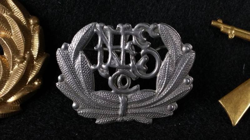 lot 28 image: (10) Civil War Hat Pins  Black Powder Round