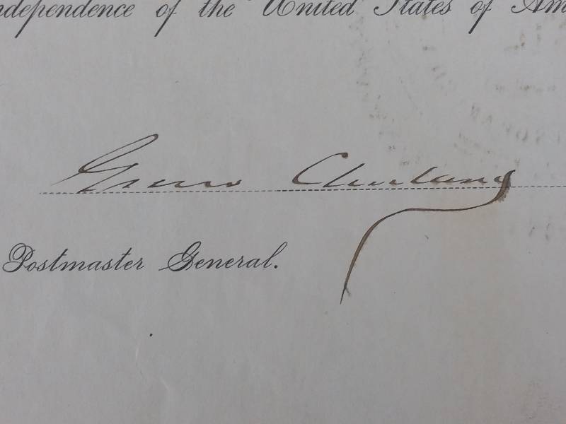 lot 44 image: Grover Cleveland Autographed Civil Appointment