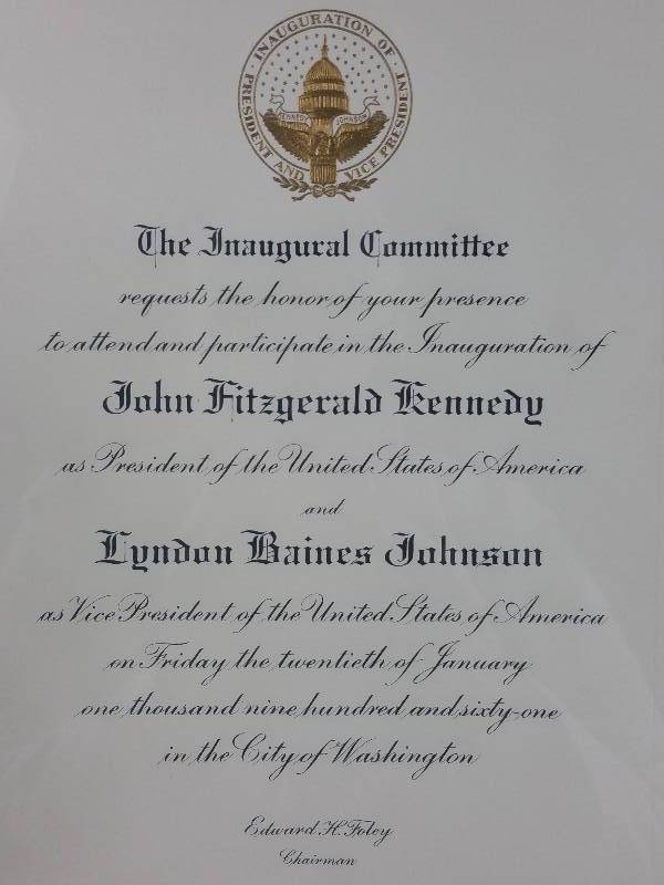 lot 46 image: Original John F Kennedy & Lyndon B Johnson Inauguration Invitation