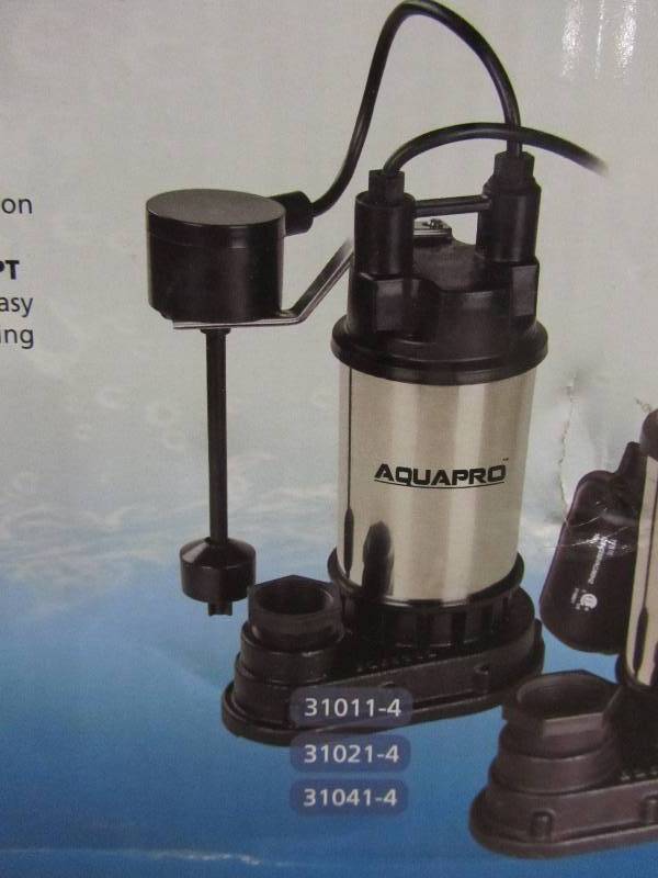 lot 20 image: AquaPro 1 HP Submersible Sump Pump with Direct-in Vertical Float Switch