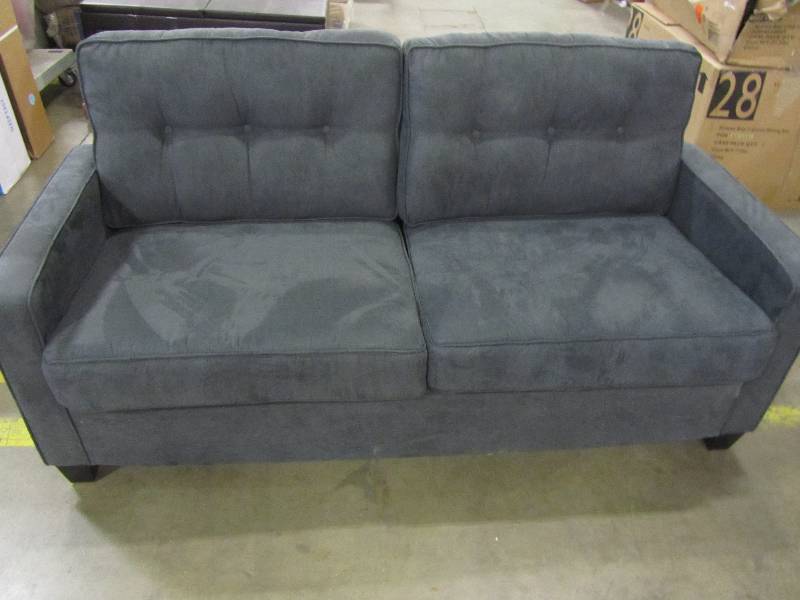 lot 46 image: Pulaski Furniture Vernon Slate Gray Polyester Sofa