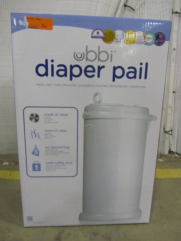 lot 60 image: Ubbi Diaper Pail - White