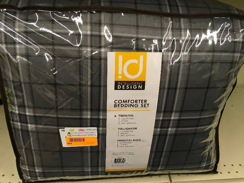 ID Campbell 4 Piece Comforter  Gray Twin