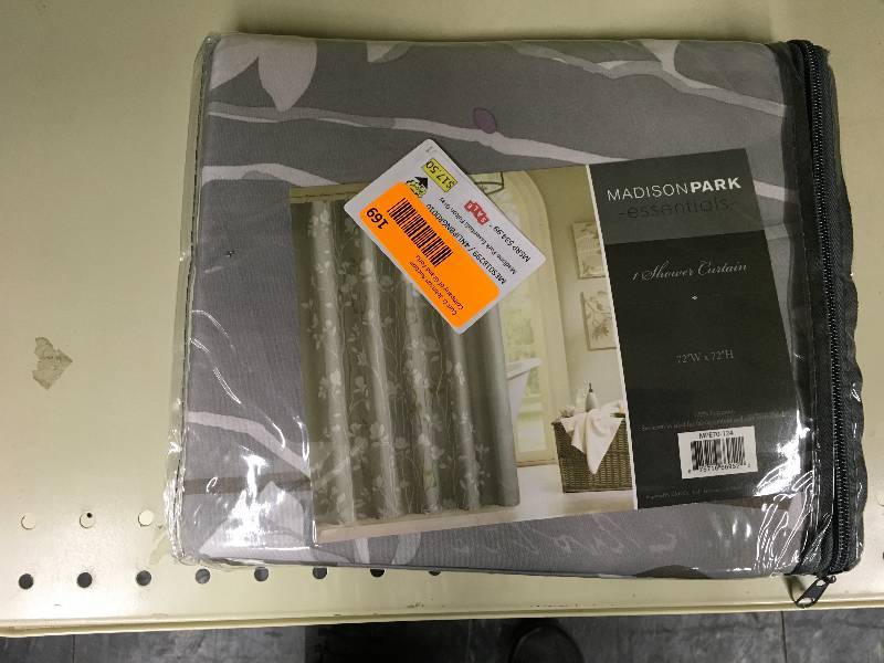 Madison Park Essentials Fulton Gray SHOWER CURTAIN