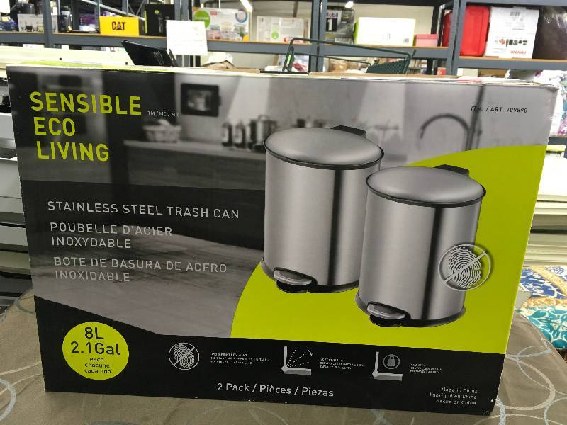 EKO 8L 2PK STAINLESS STEEL TRASH CANS