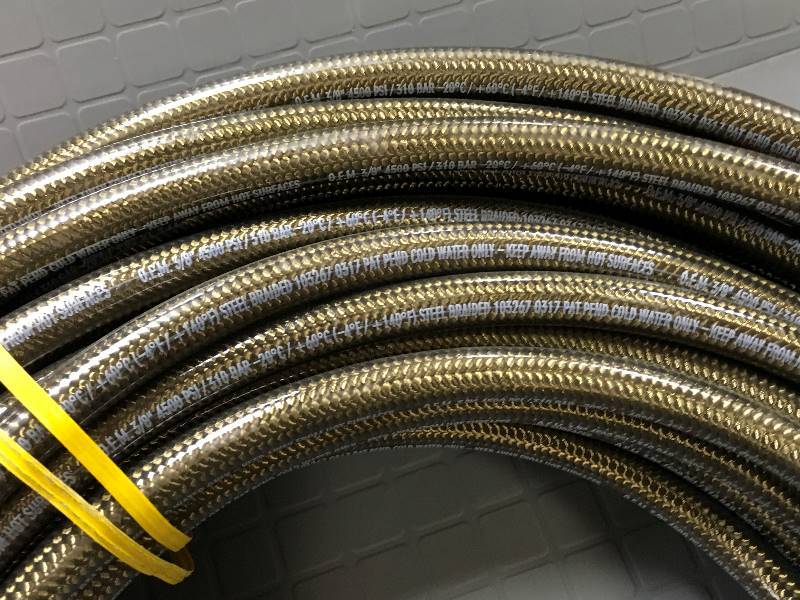 lot 4 image: 4500 PSI310 BAR, Steel Braided Cold Water Only Hose never used