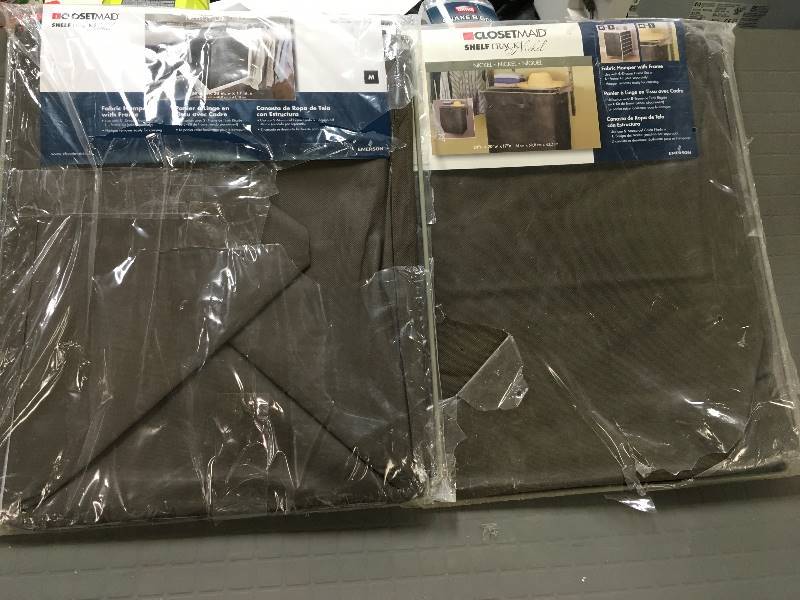 lot 32 image: ClosetMaid ShelfTrack Fabric Hamper with Frame - Lot of 2