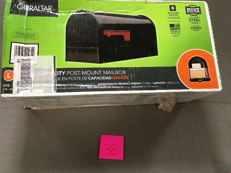 lot 38 image: Solar Group Large Galvanized Steel Black Rural Size Mailbox