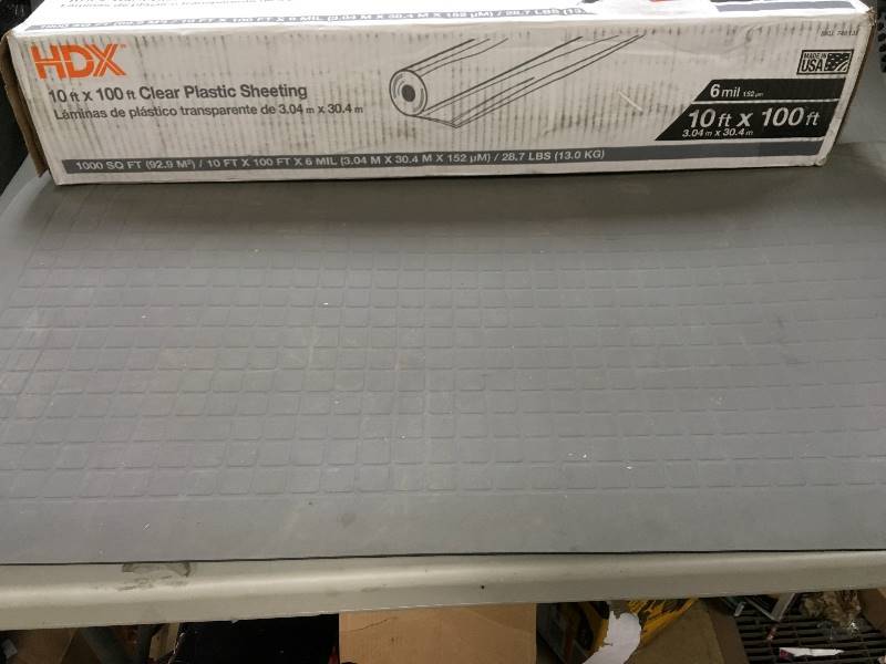 lot 40 image: HDX 10 ft. x 100 ft. Clear 6 Mil. Plastic Sheeting New
