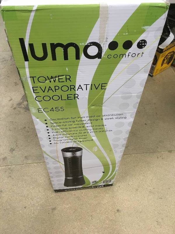 lot 51 image: Luma Comfort Tower Evaporative Cooler open box never used