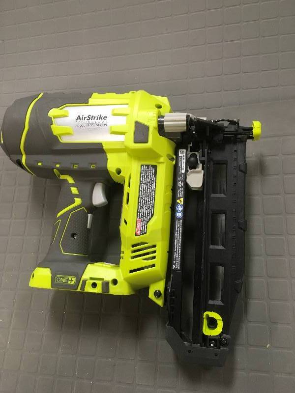 lot 59 image: Ryobi 18-Volt One AirStrike 16-Gauge Cordless Straight Nailer (Tool Only) in working conditions