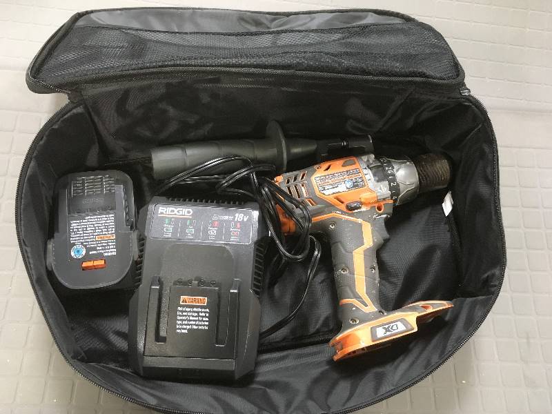 lot 60 image: Ridgid X4 18-Volt 12 in. Hyper Lithium-Ion Cordless Hammer DrillDriver Kit in working conditions