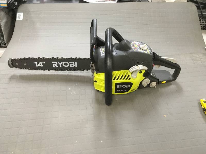 lot 66 image: Ryobi Reconditioned 14 in. 37cc 2-Cycle Gas Chainsaw in working conditions